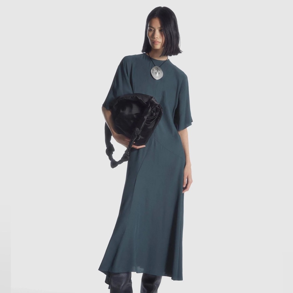 COS Asymmetric Draped Midi Dress
